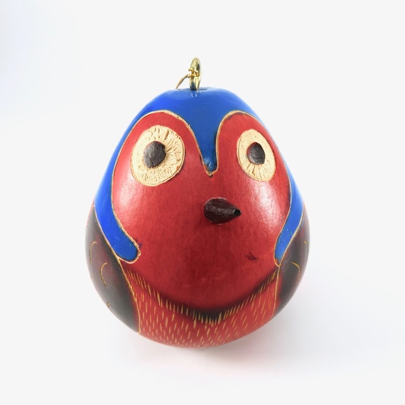 Bird Gourd Ornament, Hand-Painted, Whimsical - Picture 4 of 8